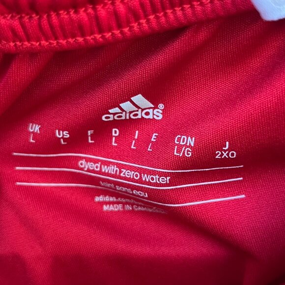 Adidas Red 3-Stripe Track Shorts Size L Sporty Vintage Streetwear - Picture 3 of 4